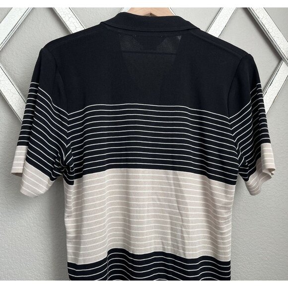 Exclusively Misook Women's L Button Down Short Sleeve Collared Top Striped - Picture 8 of 9